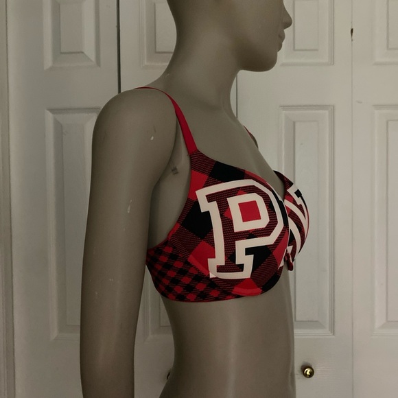 Victoria's Secret PINK Bra 34D Wear Everywhere Push-Up Plaid with Logo - Picture 5 of 16